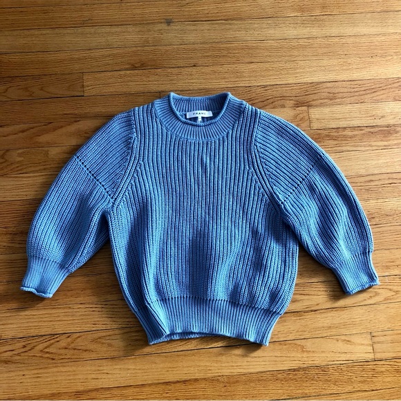 Frame Denim Drop Needle Cotton-Cashmere Sweater Powder Blue - Picture 5 of 8